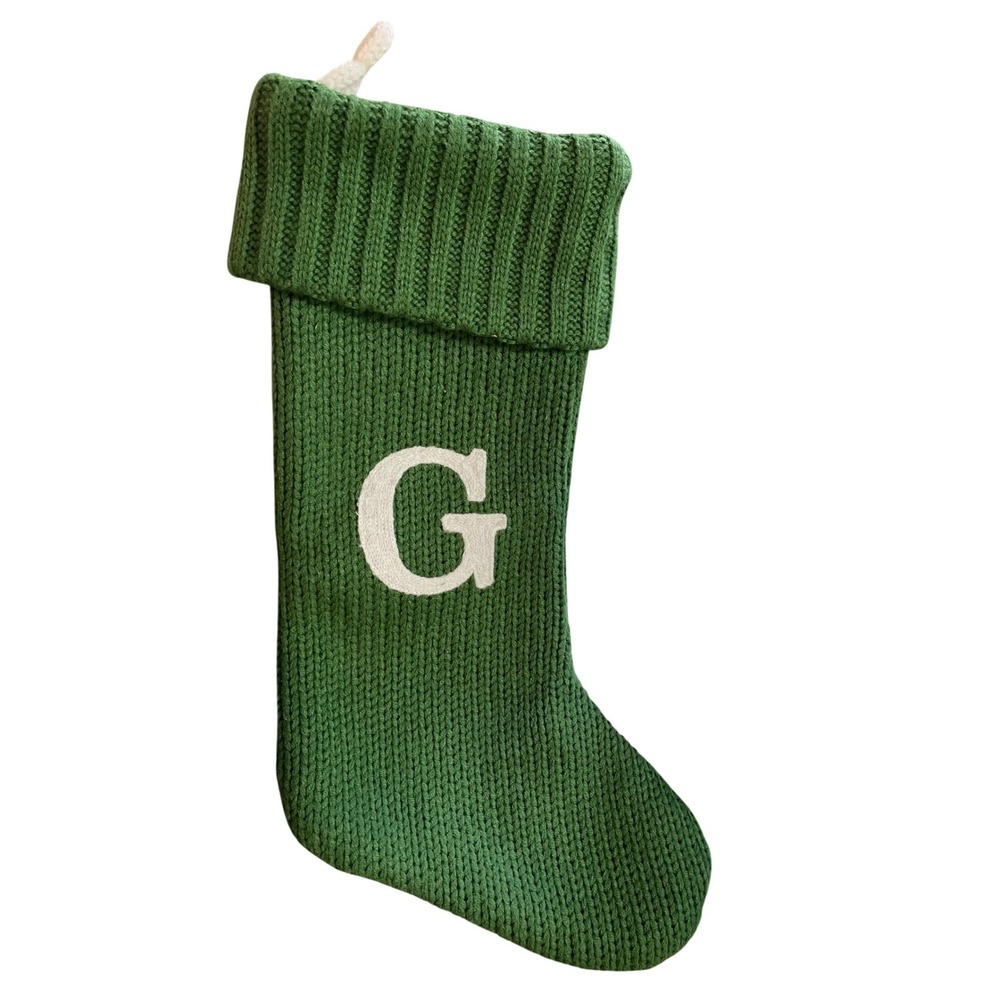 WonderShop at Target 18" Green Knit Christmas Stocking with G Monogram